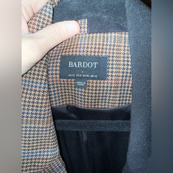 LIKE NEW Bardot Black Houndstooth Spliced Blazer Size L/8 - Picture 4 of 8